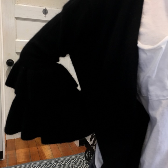 NWT black open cardigan sweater with ruffle sleeve - Picture 4 of 8